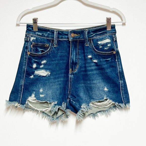 JUDY BLUE ~ High Waist Rigid Magic Fray Hem Shorts! Sz S US 1/3 28” W - Picture 5 of 10